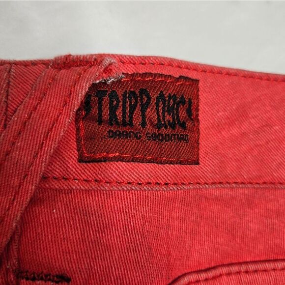 Y2K Tripp reversible animal print leopard red denim mini skirt L/XL - Picture 7 of 10